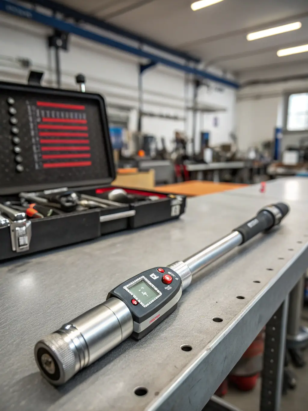 A Guru Kripa Tools torque wrench with a digital display showing the torque setting, emphasizing its accuracy and ease of use.